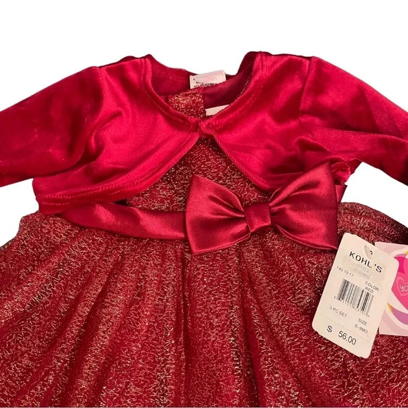 New Youngland Baby Red Glitter Dress & Jacket Set (6-9 Months) - NWT - Picture 3 of 10